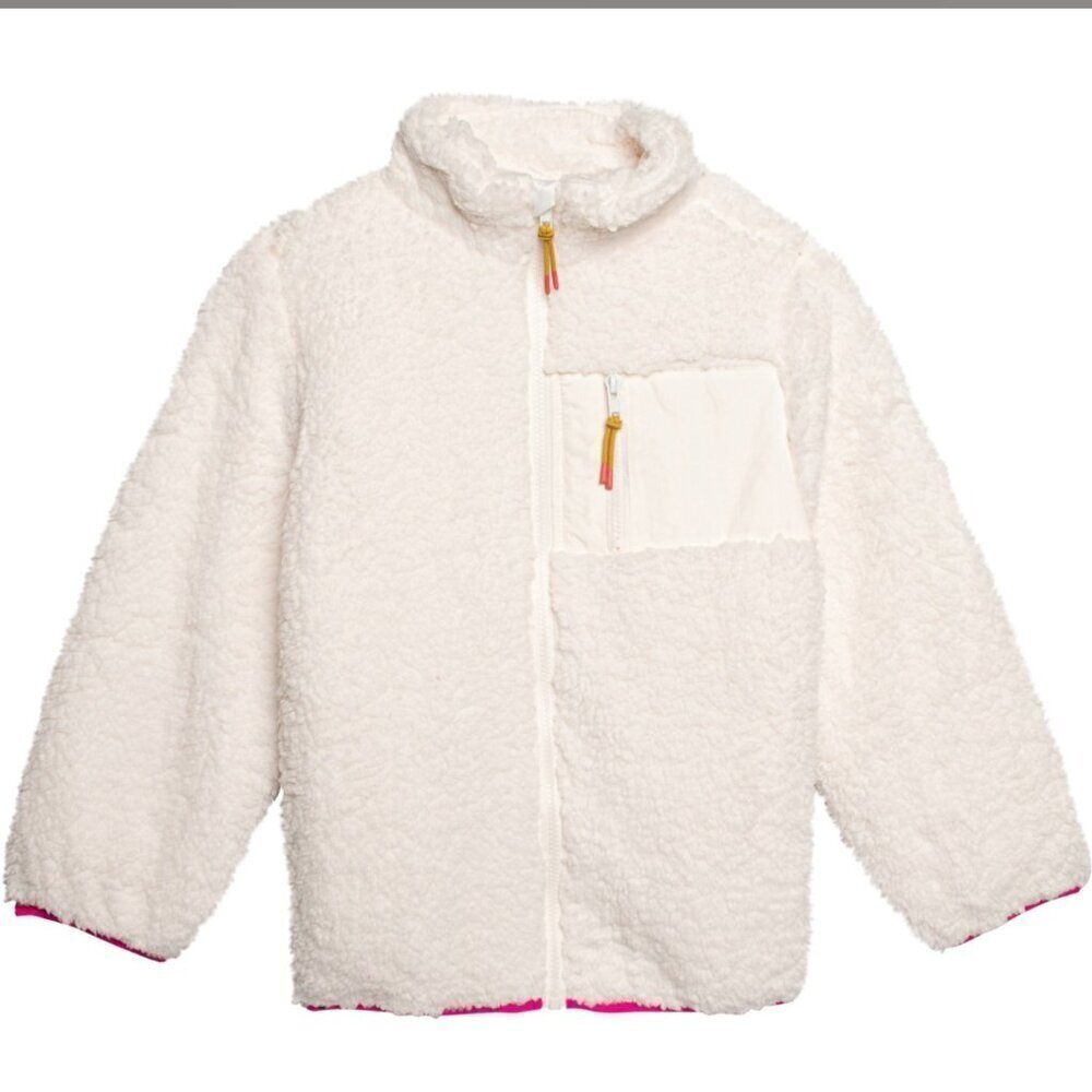 Birch & Stone SZ12 Girls Ivory Sherpa Parka Jacket Y2K Comfy Outdoor Layering Pi